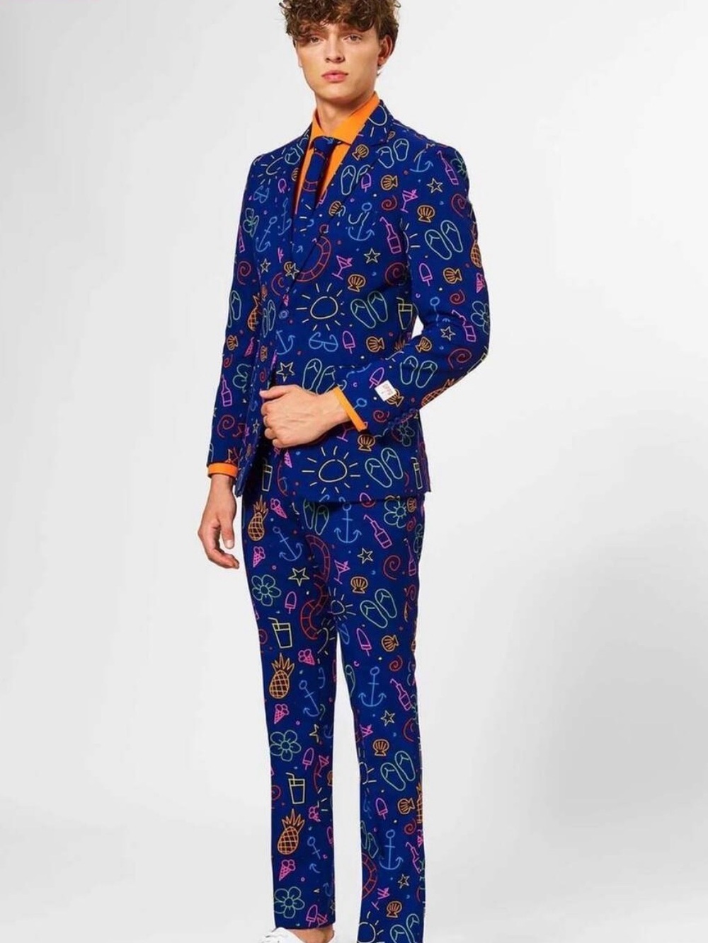 OppoSuits Doodle Dude Tropical Suit 2pc US 44 Like New